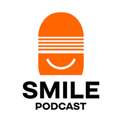 podcast logo design with smile vector graphic