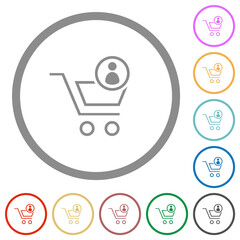 Cart owner outline flat icons with outlines