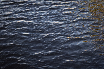 golden glare on blue water texture