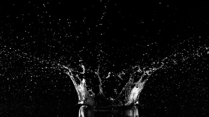 Freeze motion of water splash on black background.