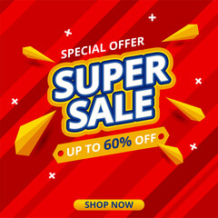 Super sale red banner offer template