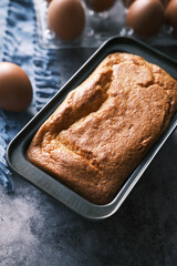 baking cake with ingredient on black background,