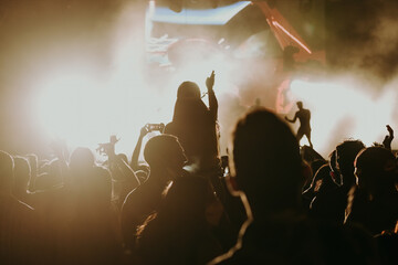 crowd of people dancing in a concert