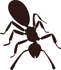 Silhouette of abstract cartoon ant isolated on white background
