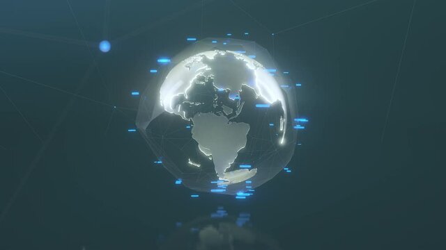 Hightech 3D globe showing events around the world.