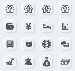 Currency exchange icons set