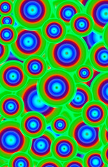 Neon Green and Royal Blue Color of 3D Chaotic Circles Pattern for Abstract Background