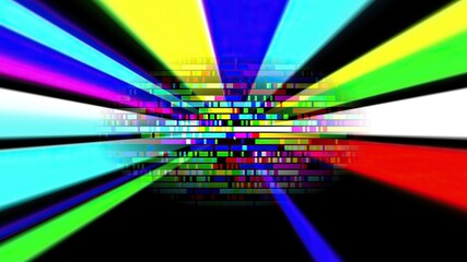 Colorful light rays and pixels
