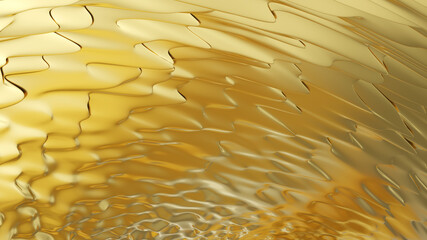 Abstract golden liquid background. Golden wave background. Gold texture. Lava, nougat, caramel, amber, honey, oil. 