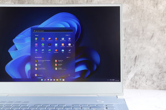 New Microsoft Windows 11 on computer screen : Chiang Mai, Thailand July 18, 2021