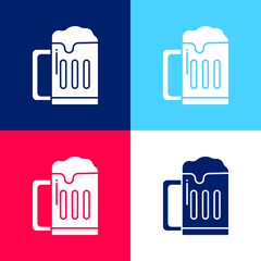 Beer blue and red four color minimal icon set