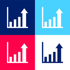 Bar Chart blue and red four color minimal icon set