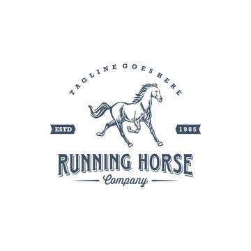 Horse Stallion Farm Ranch Equestrian Race Logo Design Vector Image
