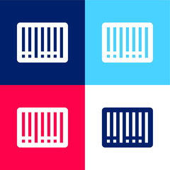 Barcode blue and red four color minimal icon set