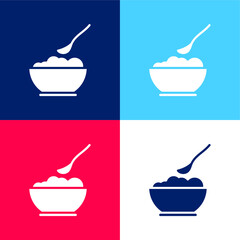 Baby Food blue and red four color minimal icon set