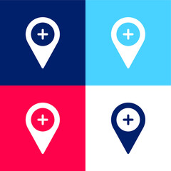 Add blue and red four color minimal icon set
