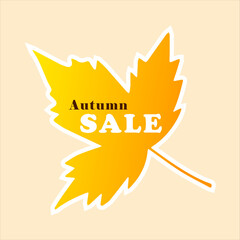 Fall maple leaf Sale sticker.Vector illustration.