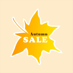Fall maple leaf Sale sticker.Vector illustration.