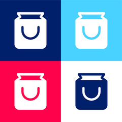 Bag blue and red four color minimal icon set