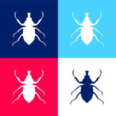 Animal Longhorned Insect Shape blue and red four color minimal icon set