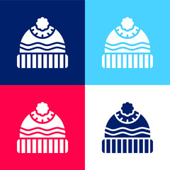 Beanie blue and red four color minimal icon set