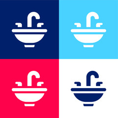 Basin blue and red four color minimal icon set