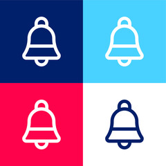 Bell blue and red four color minimal icon set