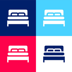 Bed blue and red four color minimal icon set