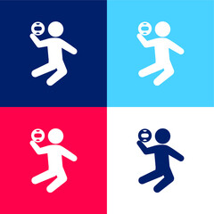 Beach Volleyball blue and red four color minimal icon set