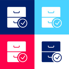 Archive blue and red four color minimal icon set