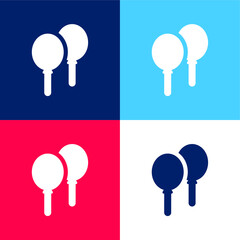 Balloons blue and red four color minimal icon set