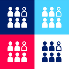 Audience blue and red four color minimal icon set
