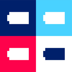 Battery Black Silhouette blue and red four color minimal icon set