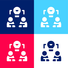 Fototapeta premium Brainstorm blue and red four color minimal icon set