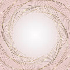 ピンクと金色の抽象的な美しい波模様と光の背景