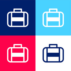Big Suitcase blue and red four color minimal icon set