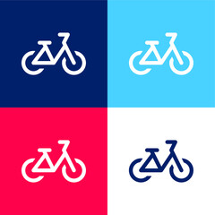 Bicycle blue and red four color minimal icon set