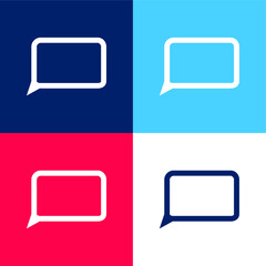 Blank Speech Bubble blue and red four color minimal icon set