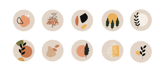 vector icon set for social media highlight covers.