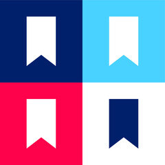 Bookmark blue and red four color minimal icon set