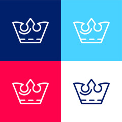 Crown blue and red four color minimal icon set