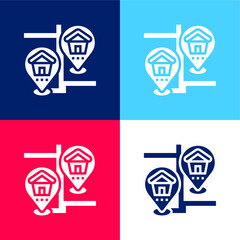 Bank blue and red four color minimal icon set