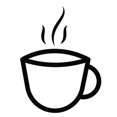 a black and white icon in the form of a mug with a hot drink. the image is suitable for the design of websites, stories or menus