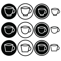 a set of icons made of mugs of different shapes. the set contains 3 different shapes. icons are suitable for the design of websites, stories and menus