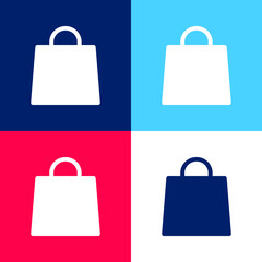 Bag blue and red four color minimal icon set