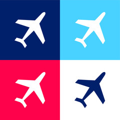 Airliner blue and red four color minimal icon set