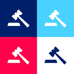 Auction blue and red four color minimal icon set