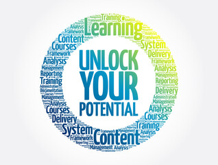 Unlock your potential word cloud, business concept background