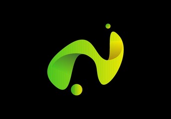 Green yellow gradient color of N initial letter