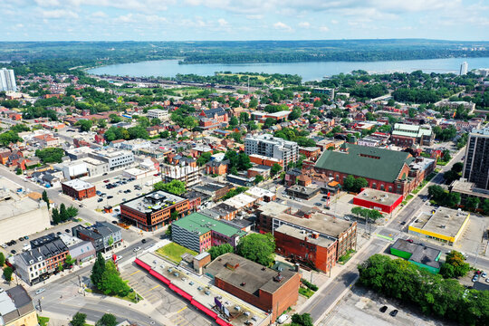 Aerial View Of Hamilton, Ontario, Canada City Center